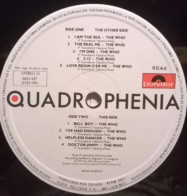 2LP Quadrophenia (Music From The Soundtrack Of The Who Film)