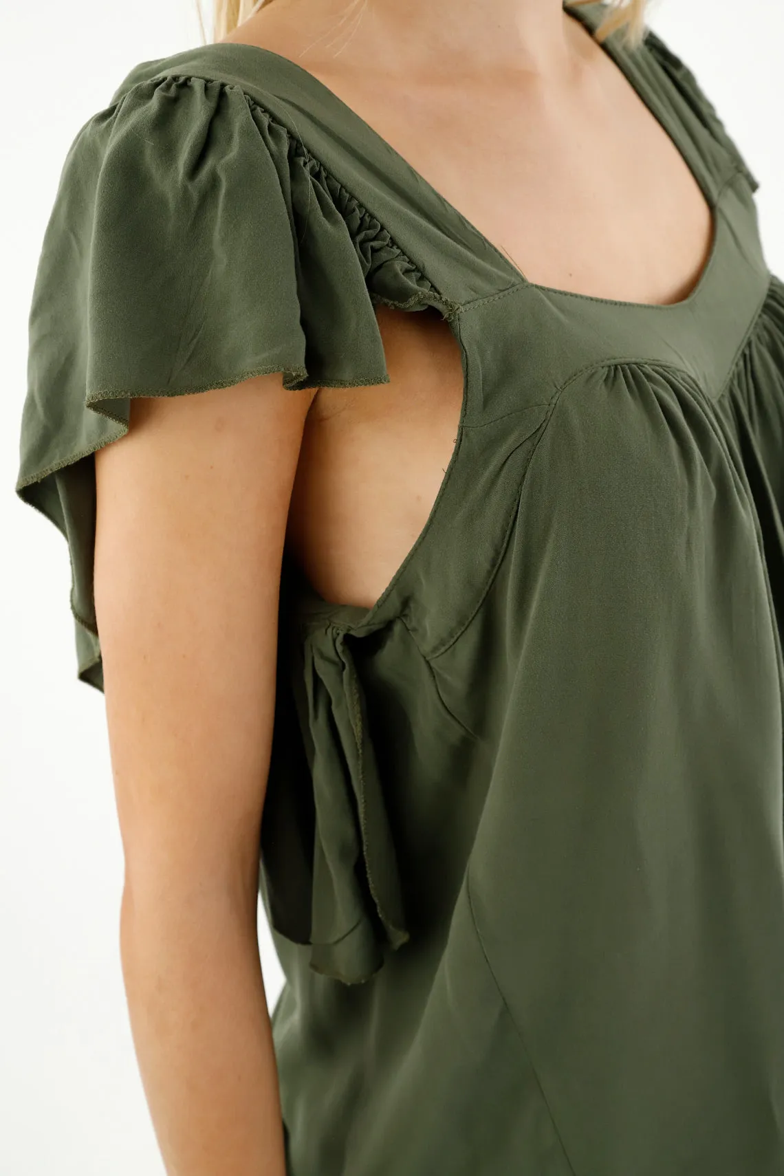 Camisa verde de tiras con bolero para mujer