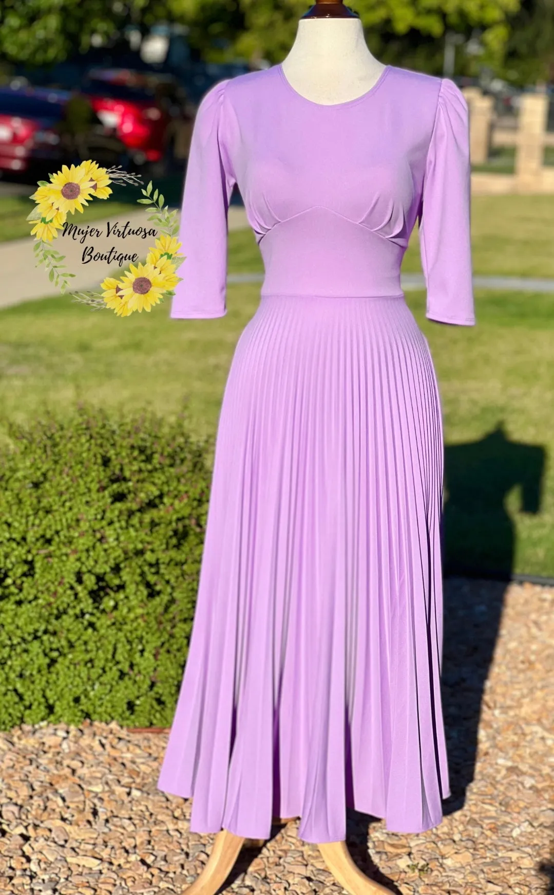 Cristel Lilac Pleated Dress