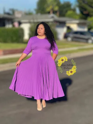 Cristel Purple Pleated Dress