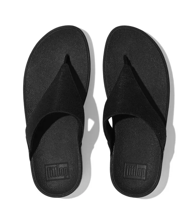 FITFLOP | SANDALIAS MUJER | LULU SHIMMERLUX TOE POST SANDALS ALL BLACK | NEGRO