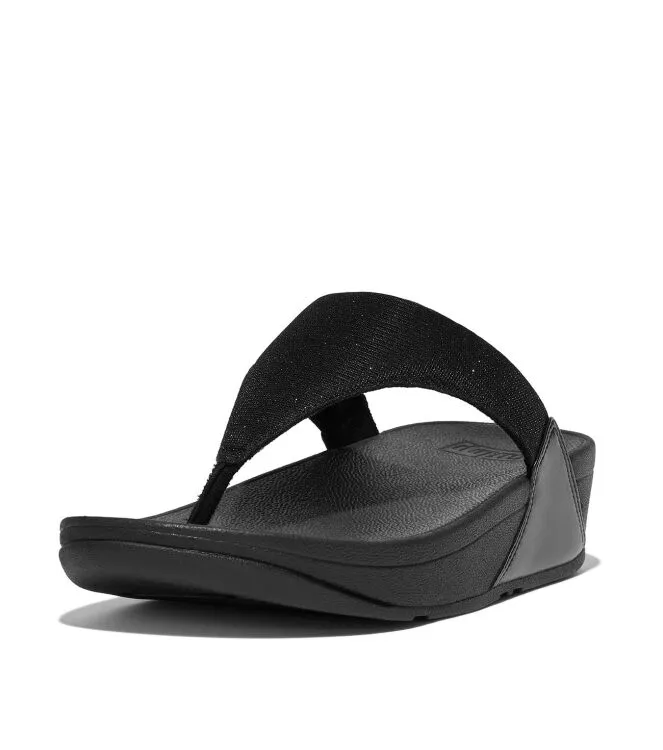 FITFLOP | SANDALIAS MUJER | LULU SHIMMERLUX TOE POST SANDALS ALL BLACK | NEGRO