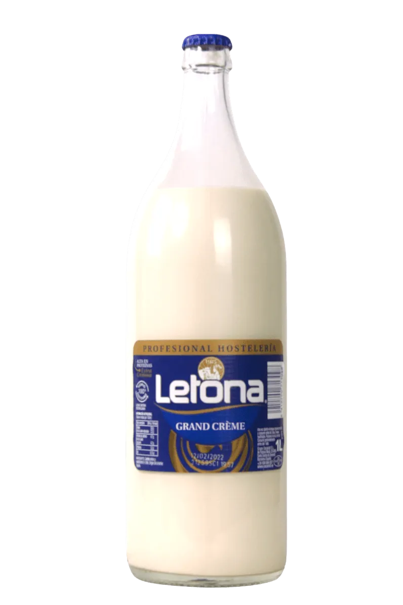 Leche Letona Entera en vidrio retornable 1L - Pack 6 Ud