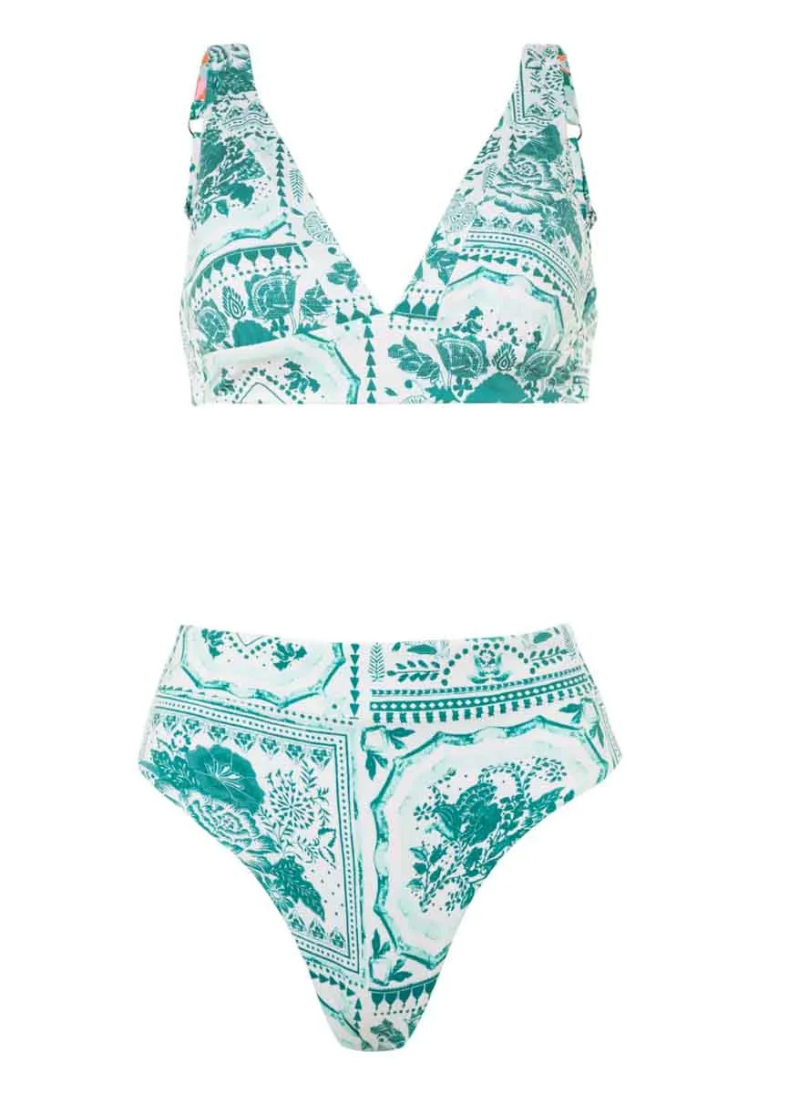 Maaji Morrocan Tiles Suzy Q High Rise/High Leg Bikini Bottom