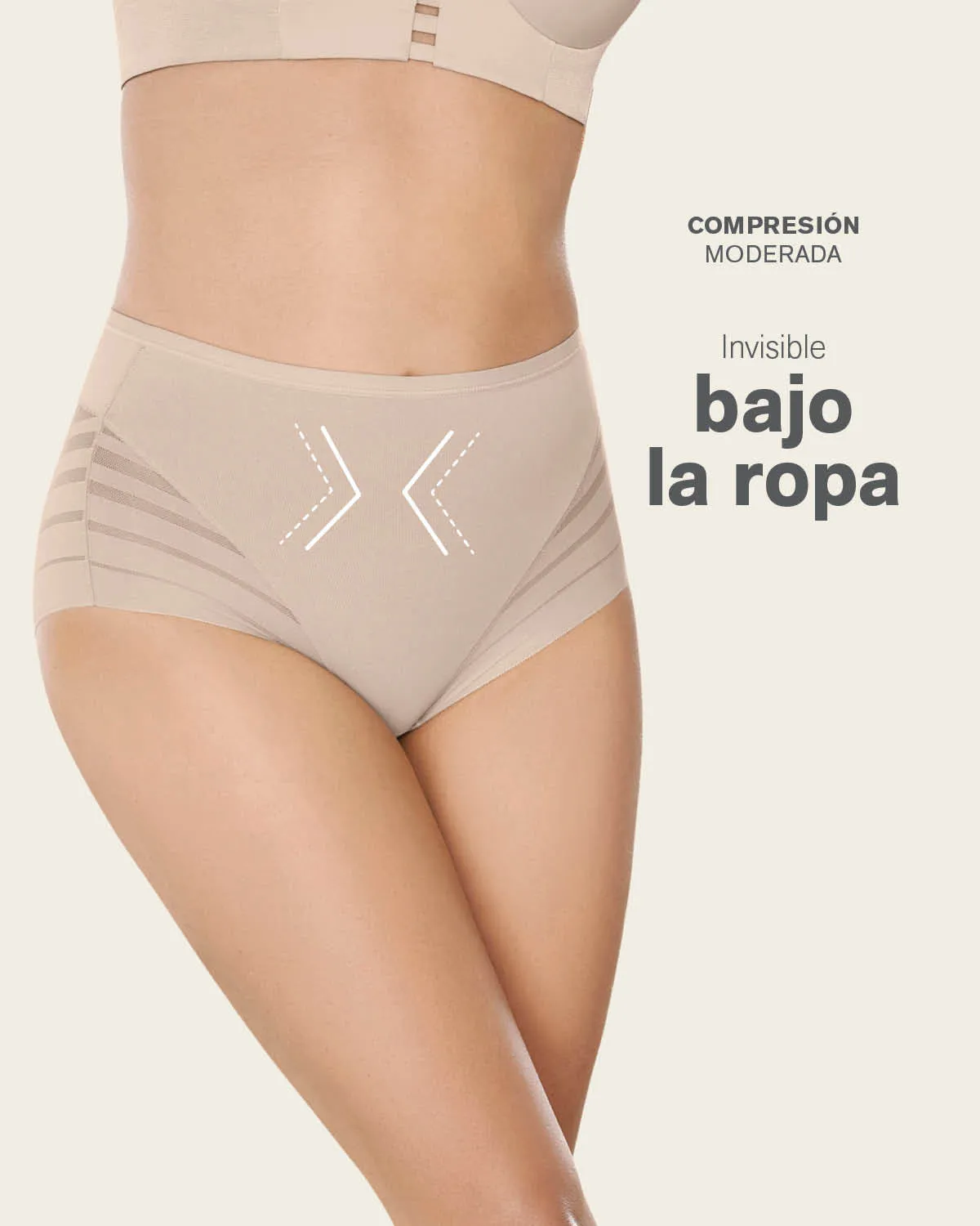 Panty faja clásico con control moderado de abdomen y bandas en tul