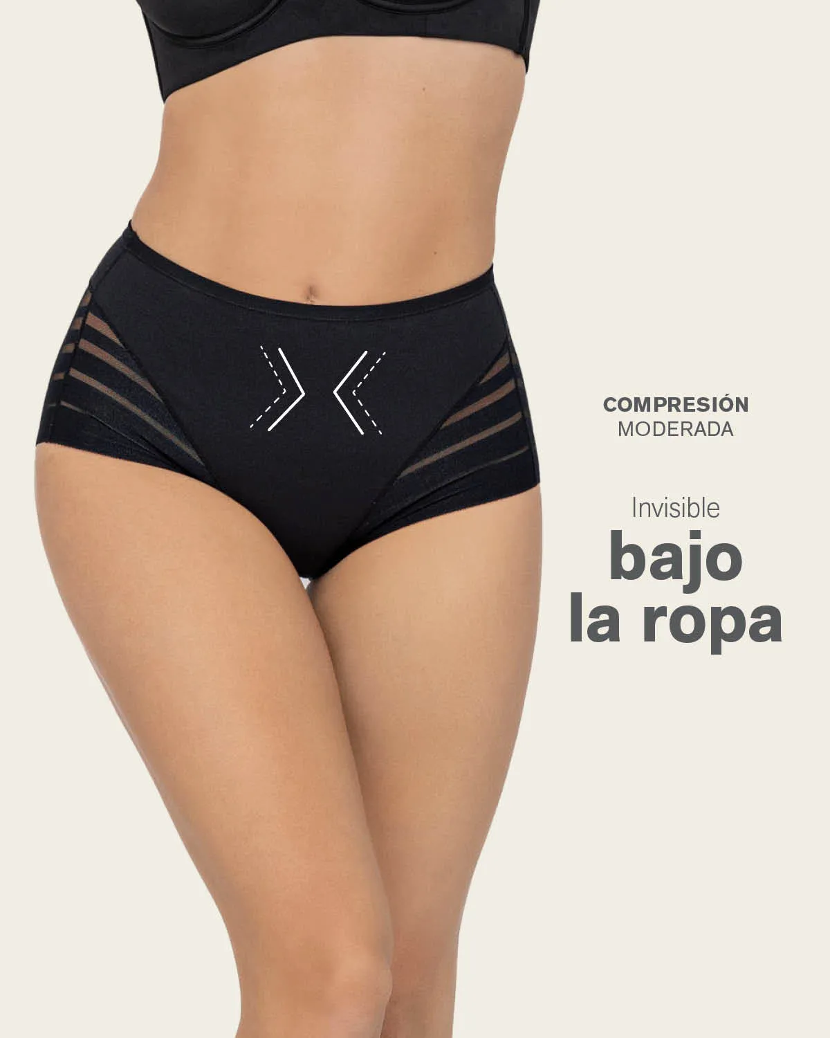 Panty faja clásico con control moderado de abdomen y bandas en tul