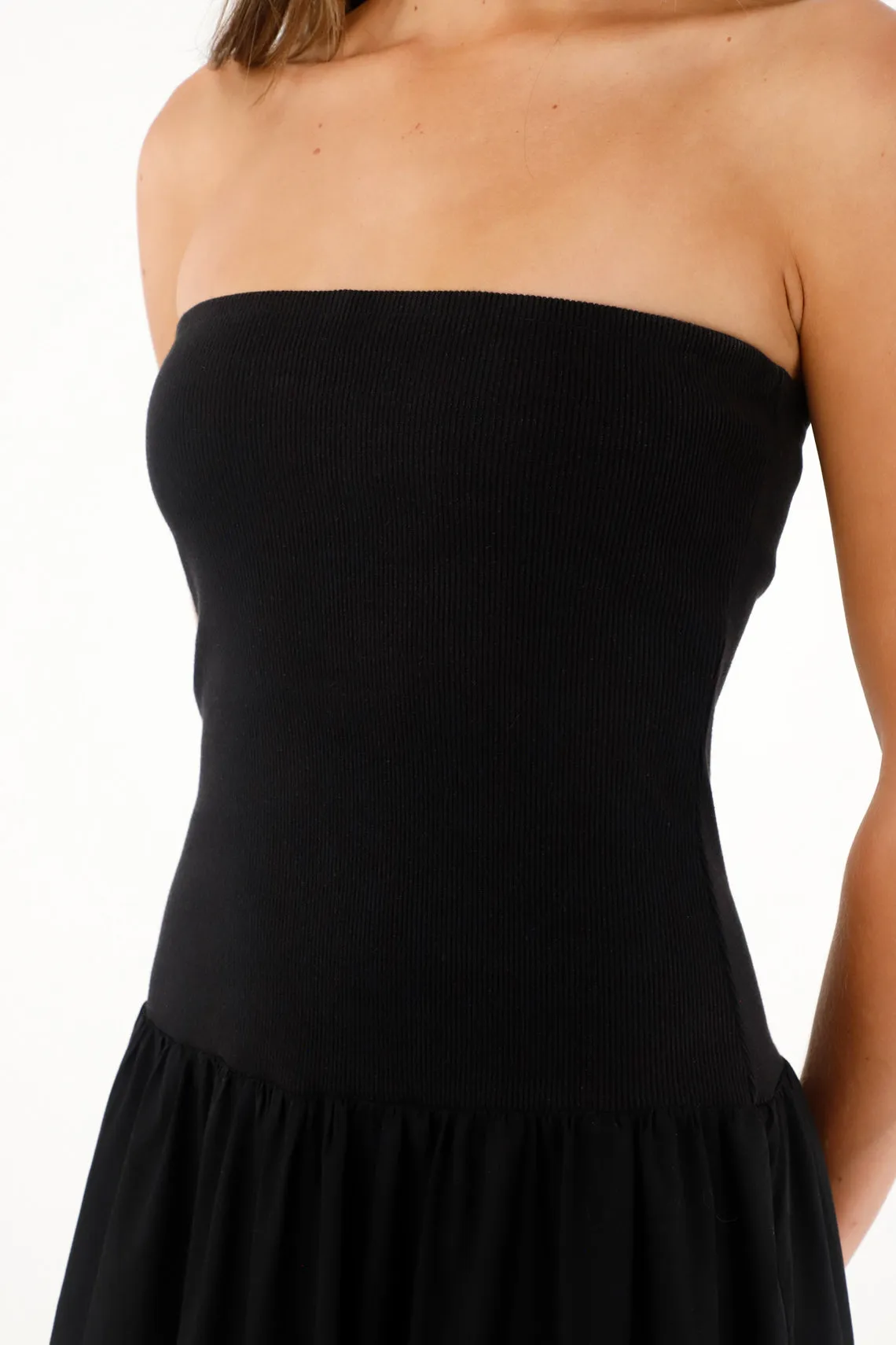 Vestido Strapless negro para mujer