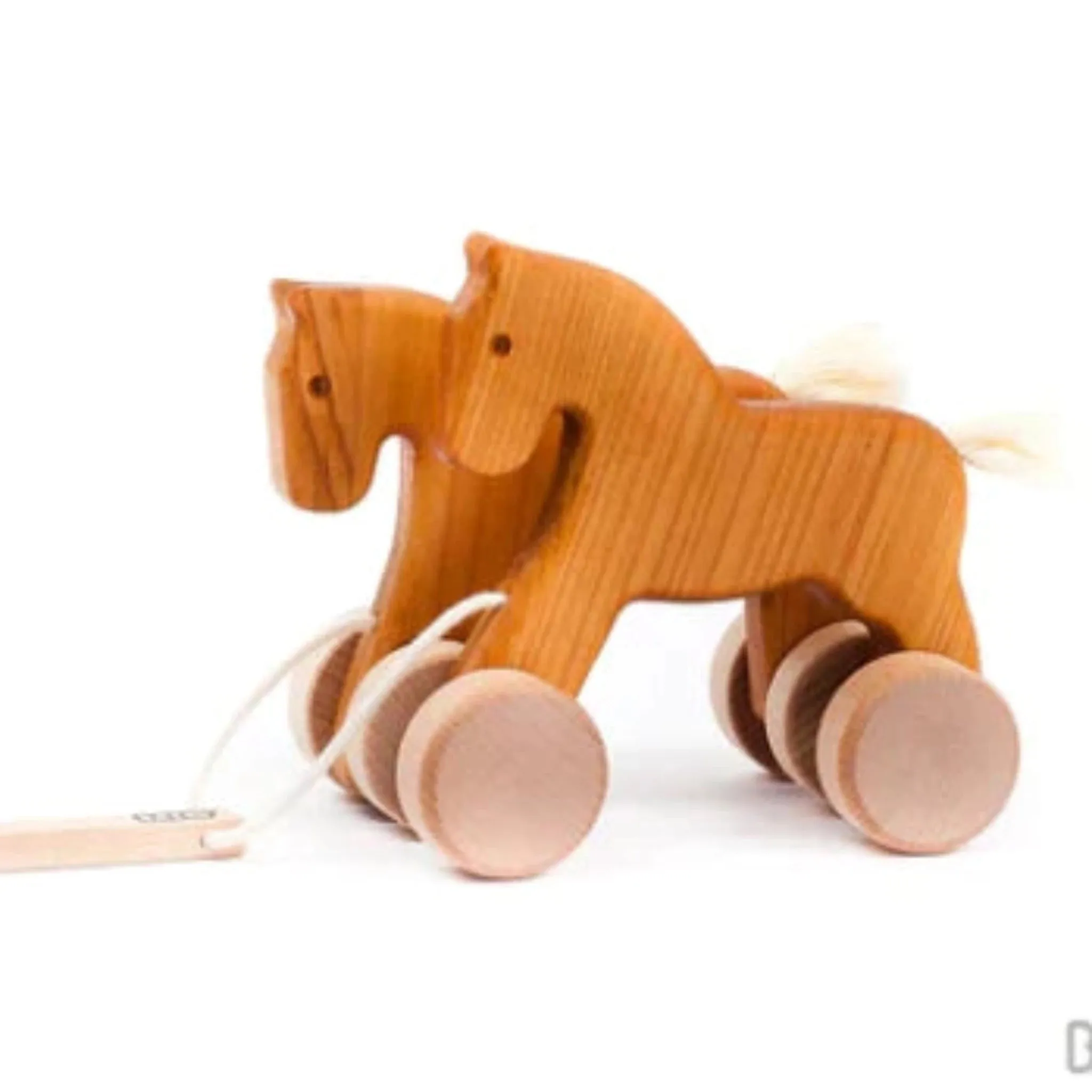 Wooden Galloping Double Horse Pull Toy